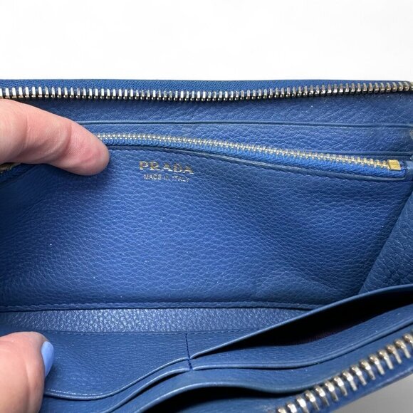 PRADA Saffiano Leather Long L Zipper Wallet, Blue - Picture 3 of 16
